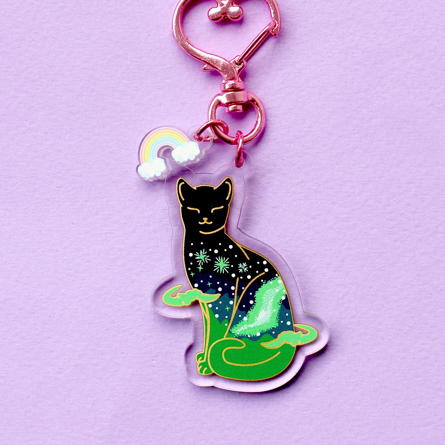 Northern Lights Cat Acrylic Key Chain