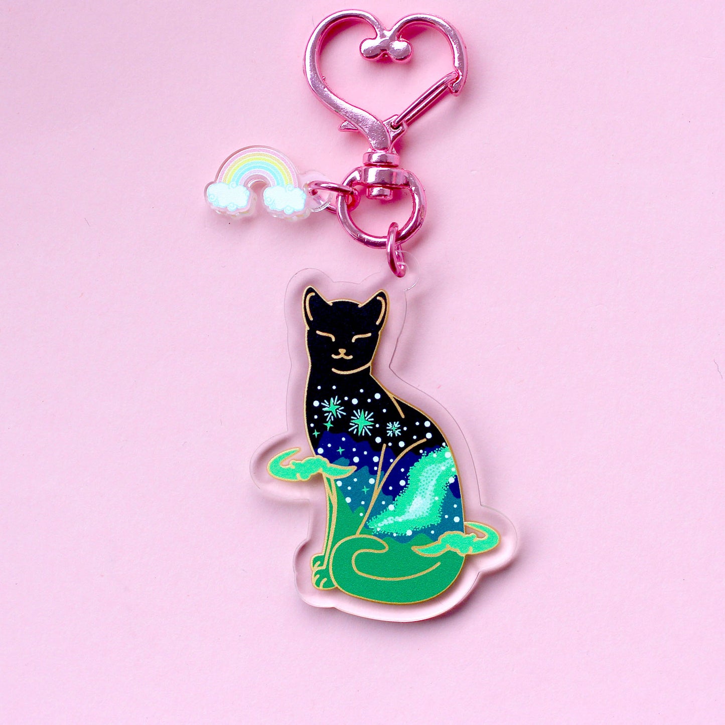 Northern Lights Cat Acrylic Key Chain