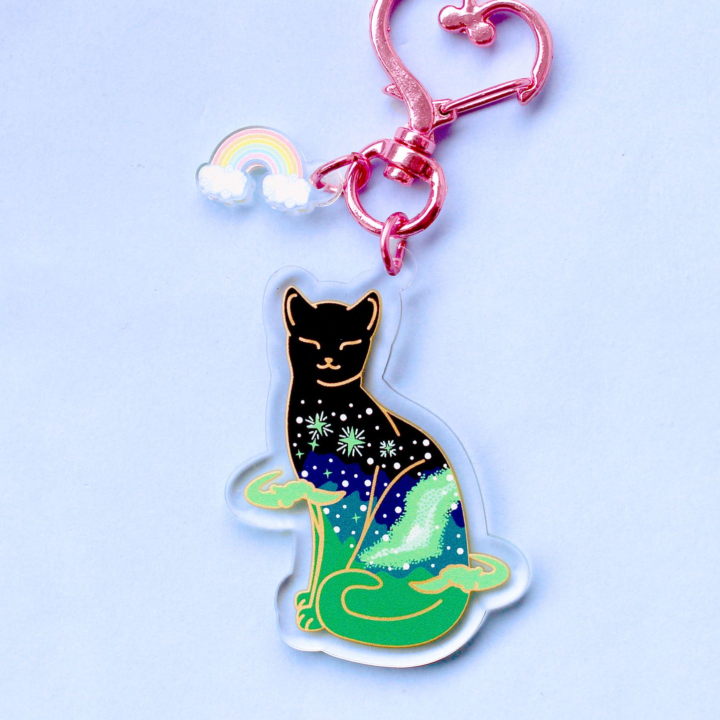 Northern Lights Cat Acrylic Key Chain