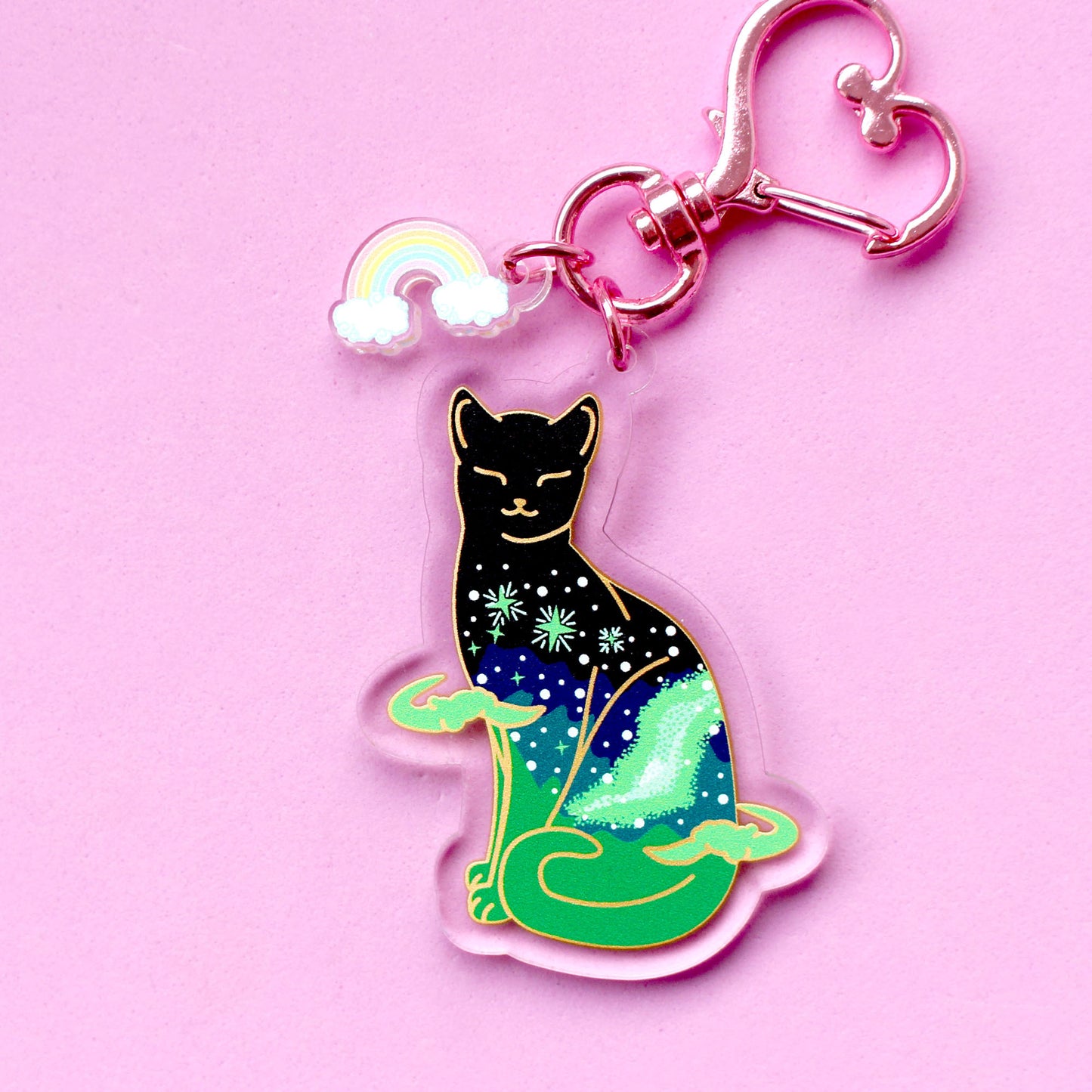 Northern Lights Cat Acrylic Key Chain