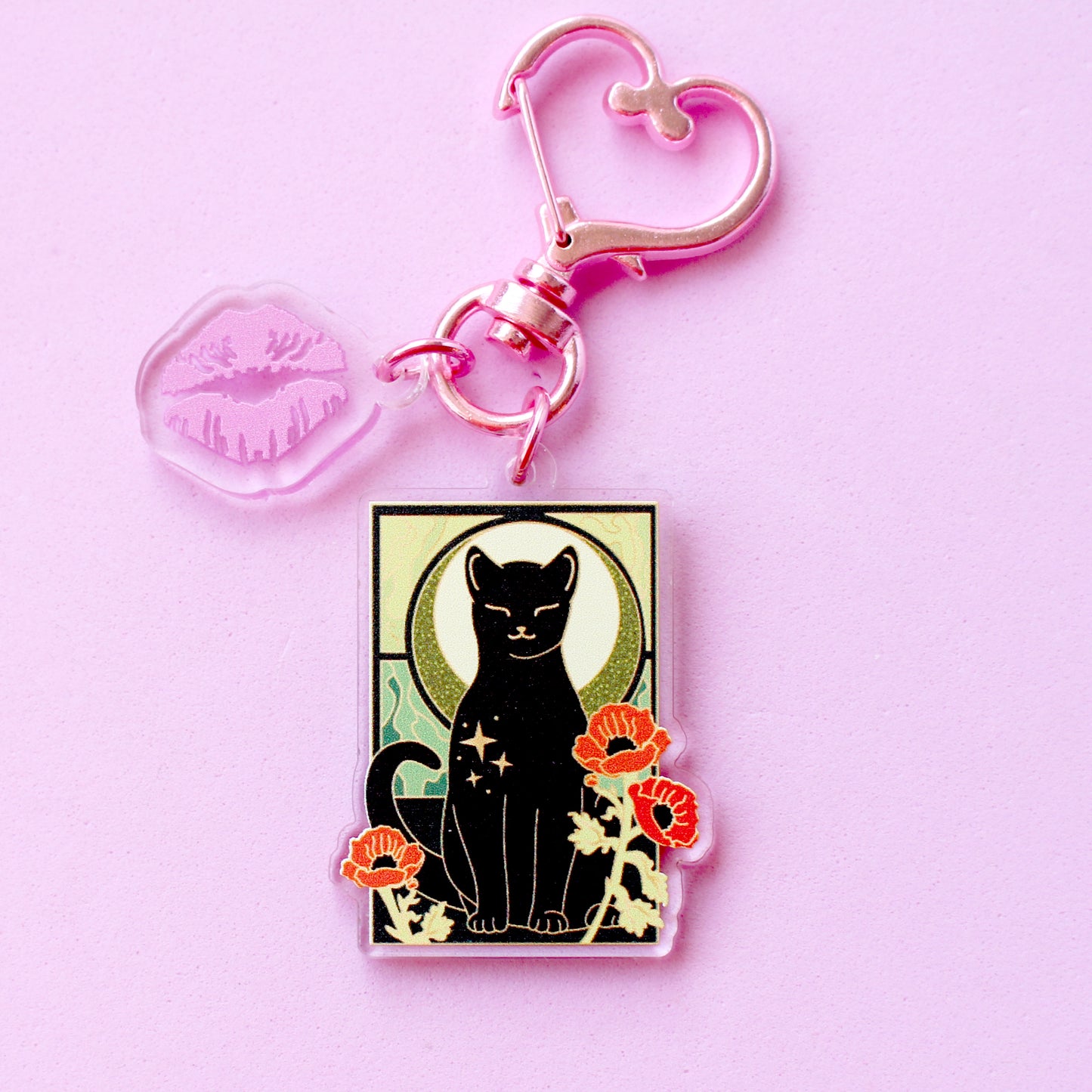 Art Nouveau Poppy Cat Acrylic Key Chain