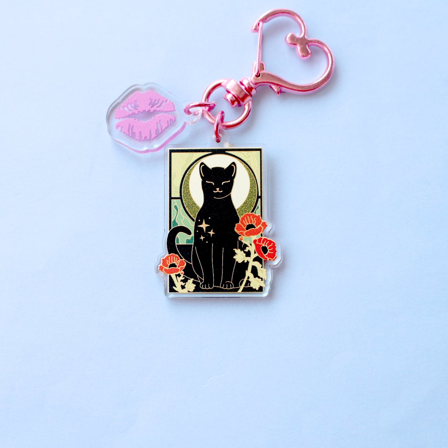 Art Nouveau Poppy Cat Acrylic Key Chain