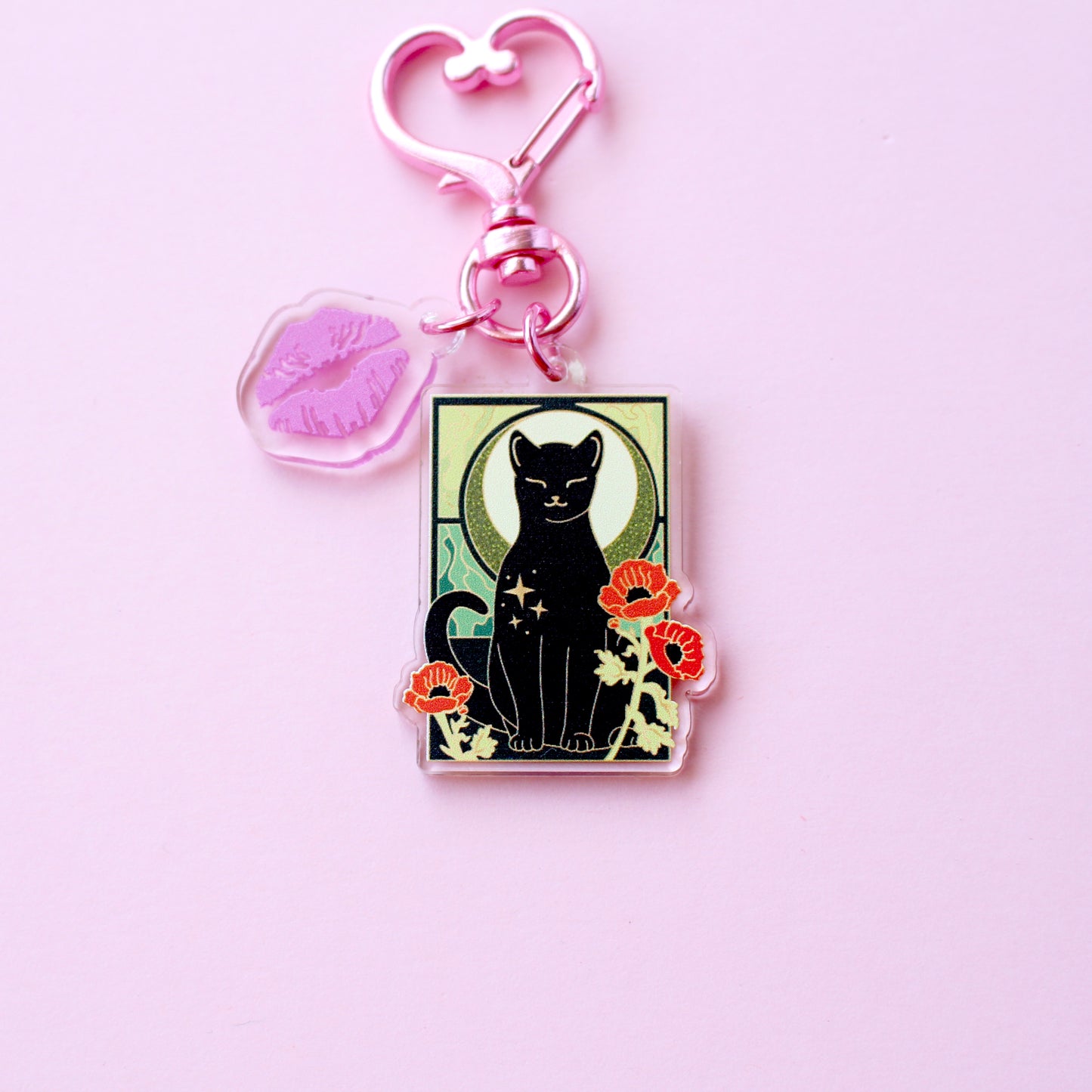 Art Nouveau Poppy Cat Acrylic Key Chain