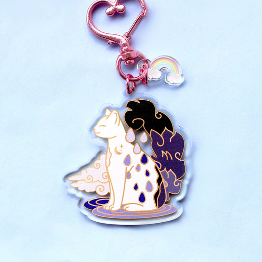 Rain cat Acrylic Key Chain