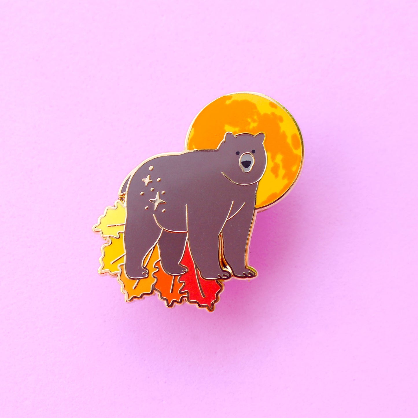 Harvest Moon Bear Enamel Pin – Autumn Fall Collection