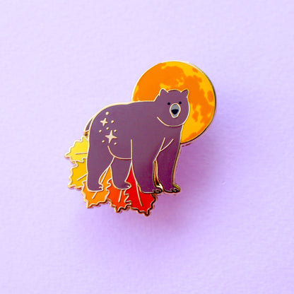 Harvest Moon Bear Enamel Pin – Autumn Fall Collection