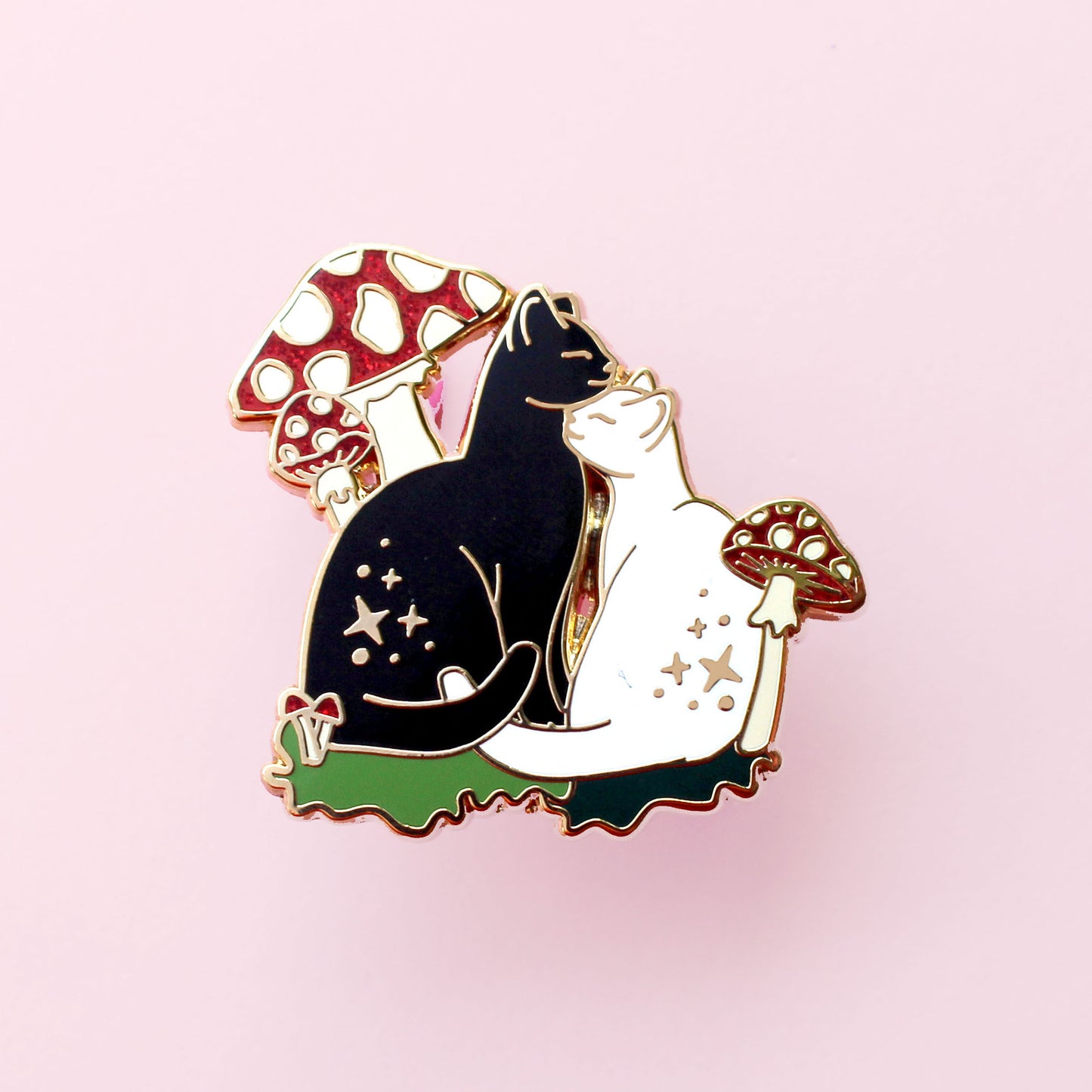 Mushroom Cat Pair Enamel Pin – Autumn Fall Collection