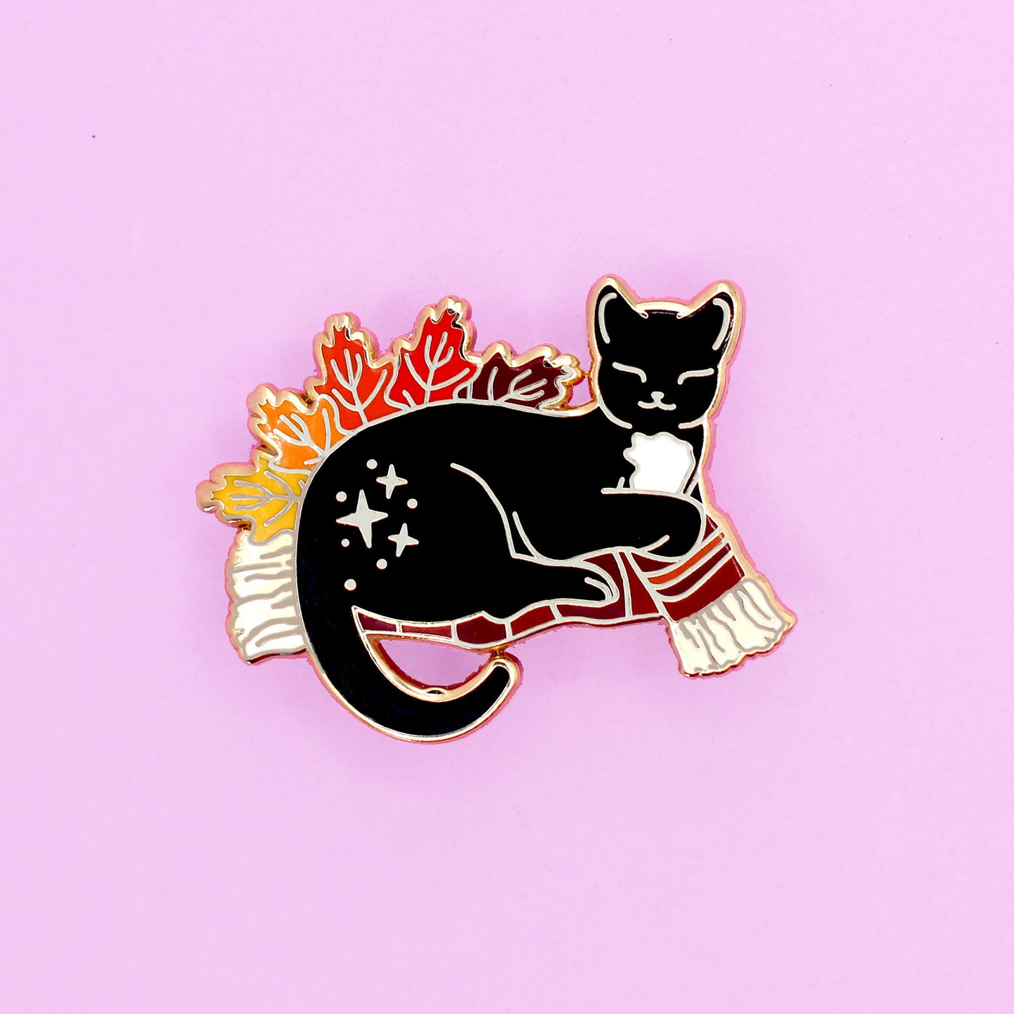 Fall Snuggle Cat Enamel Pin – Autumn Fall Collection