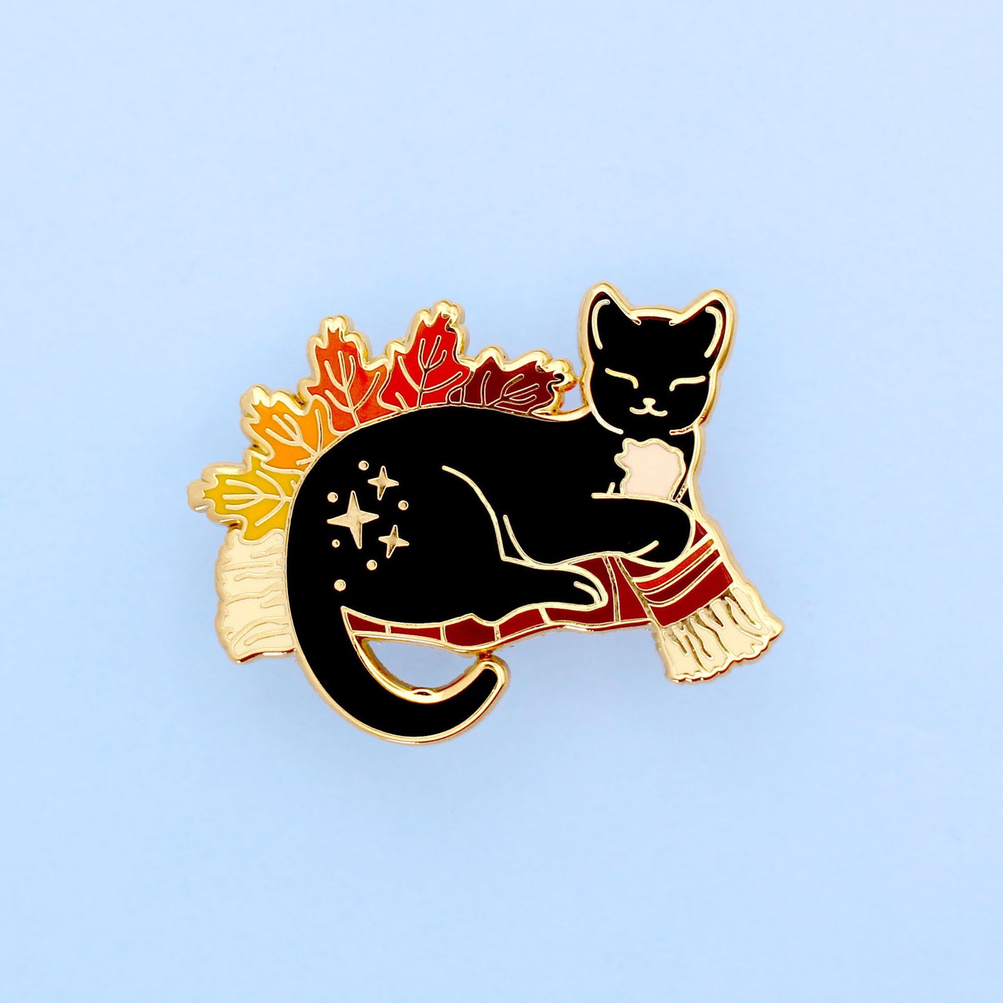 Fall Snuggle Cat Enamel Pin – Autumn Fall Collection