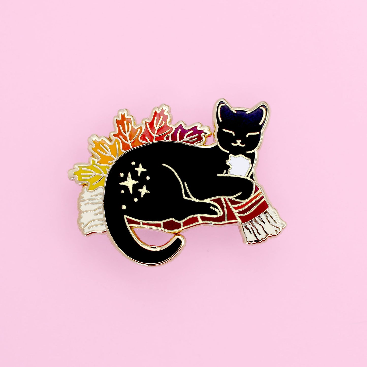 Fall Snuggle Cat Enamel Pin – Autumn Fall Collection