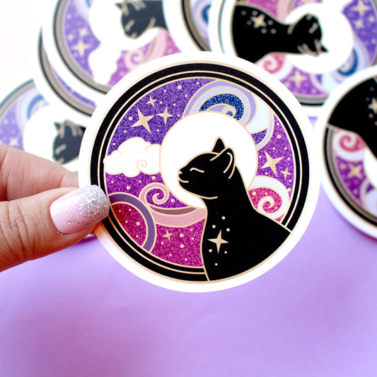 Art Nouveau Cosmic Cat Sticker