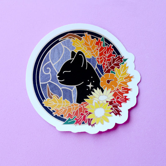 Art Nouveau Fall Cat Sticker