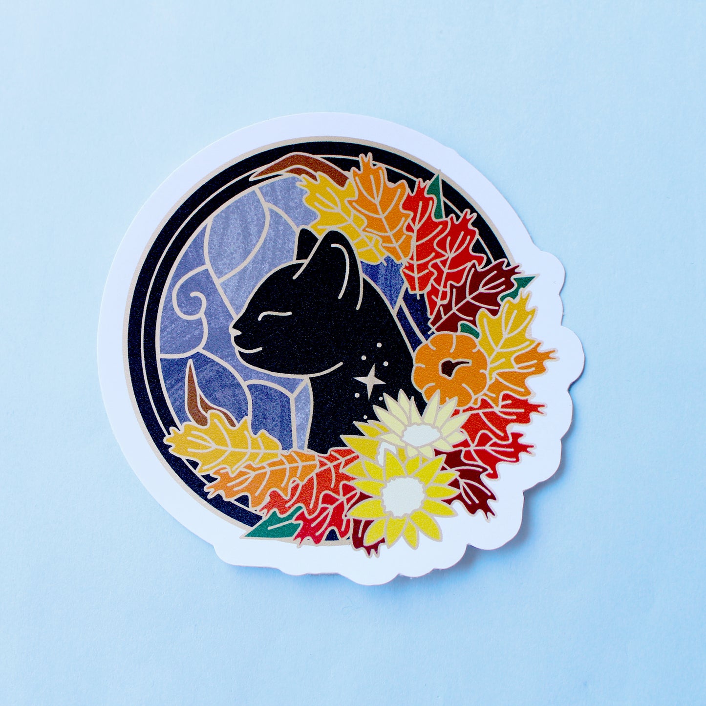 Art Nouveau Fall Cat Sticker