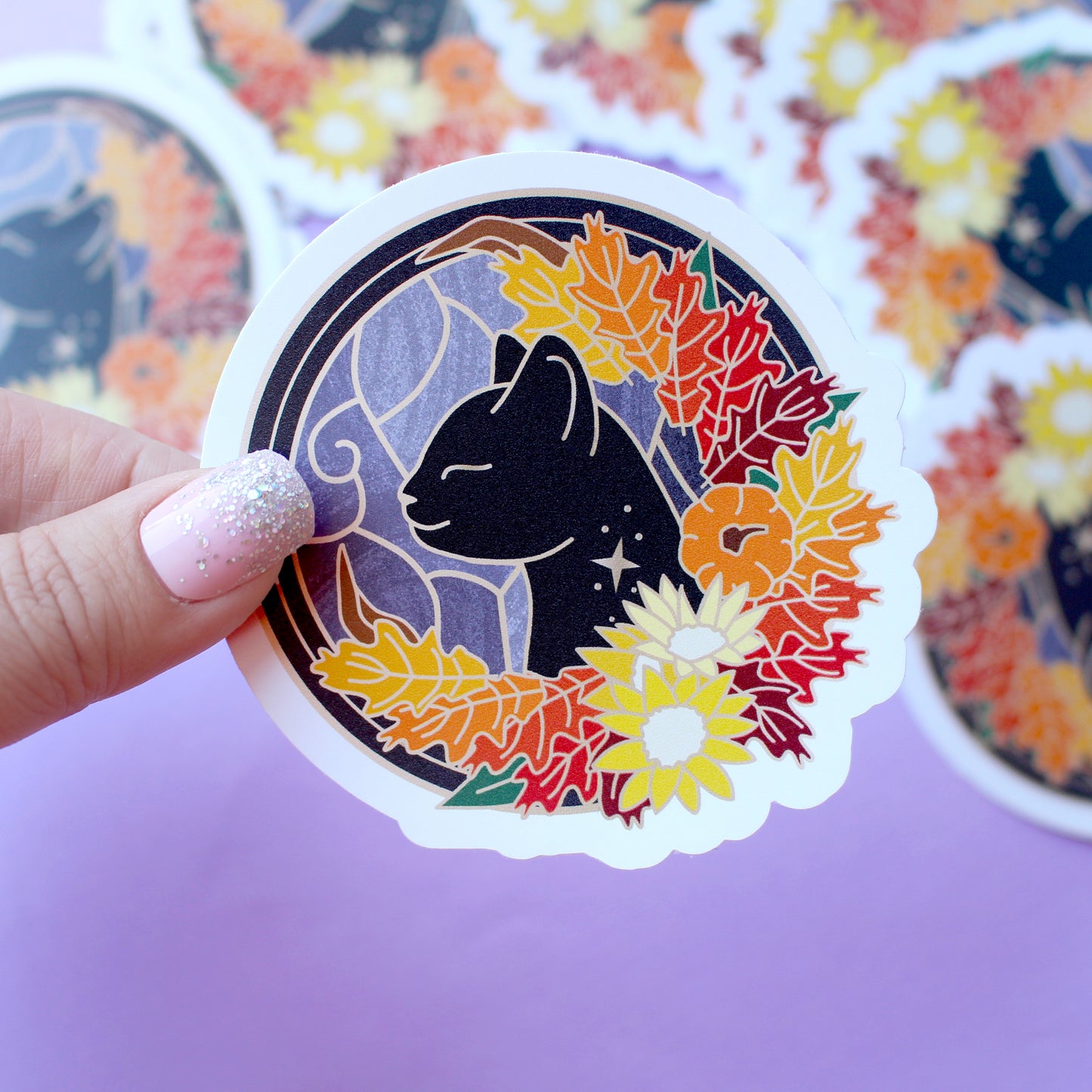 Art Nouveau Fall Cat Sticker