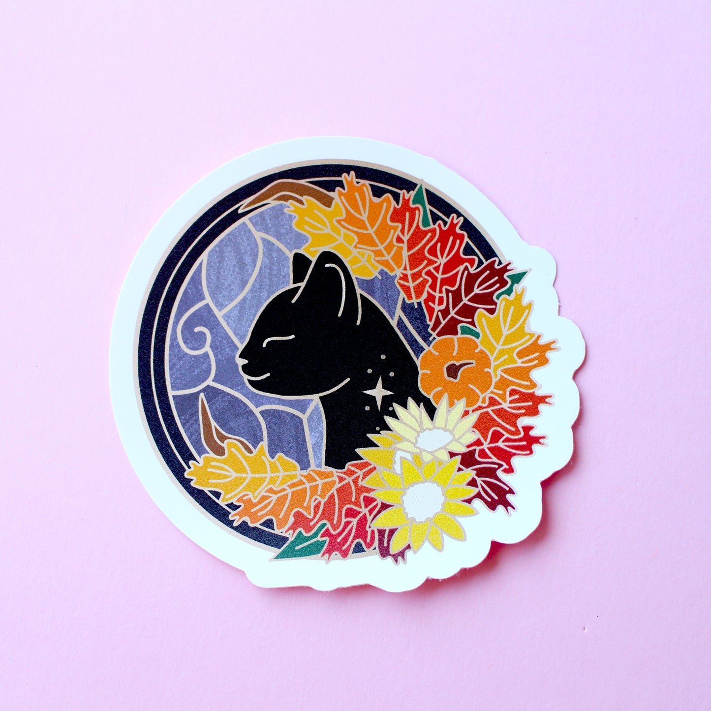 Art Nouveau Fall Cat Sticker