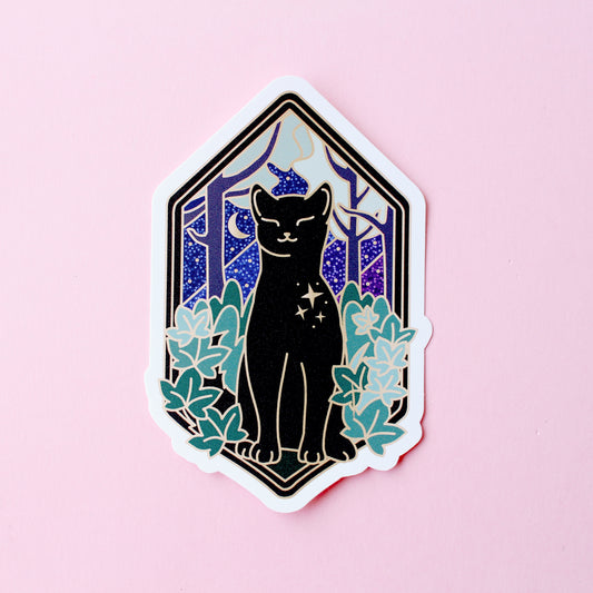 Art Nouveau Forest Cat Sticker