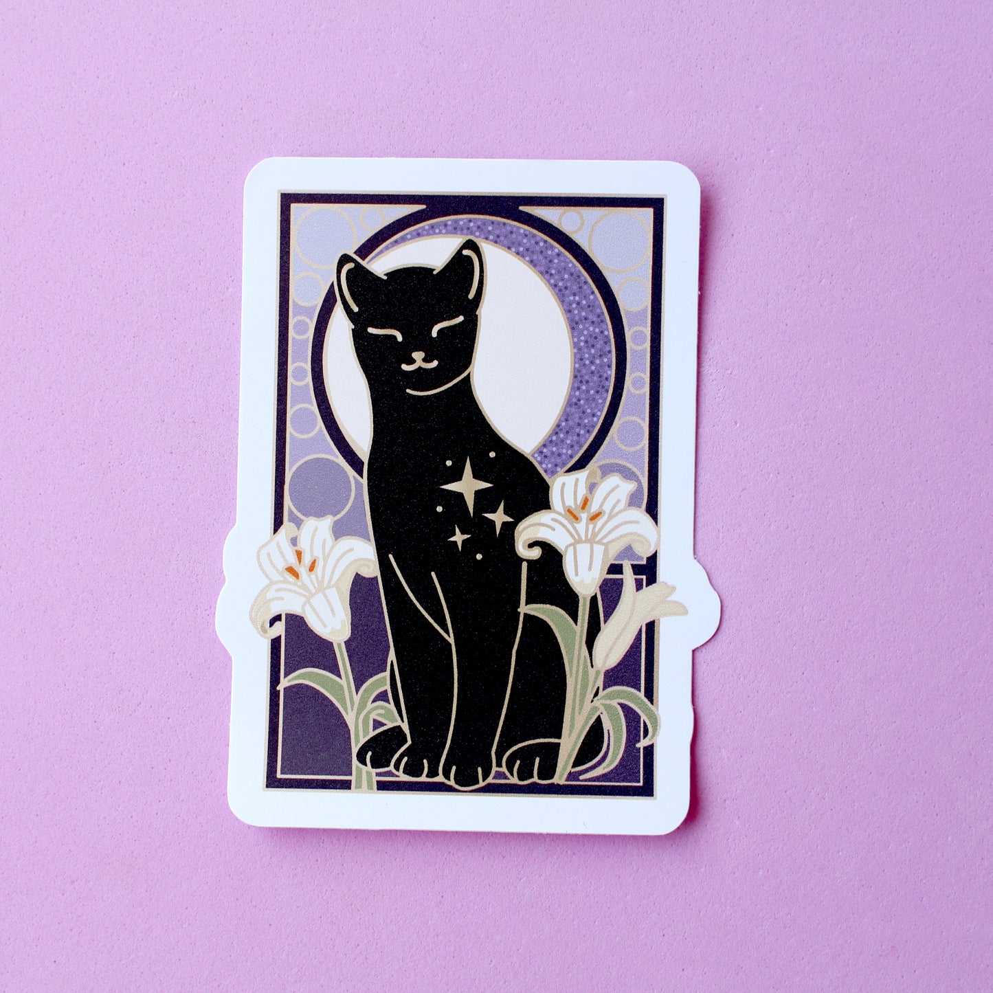 Art Nouveau Lily Cat Sticker