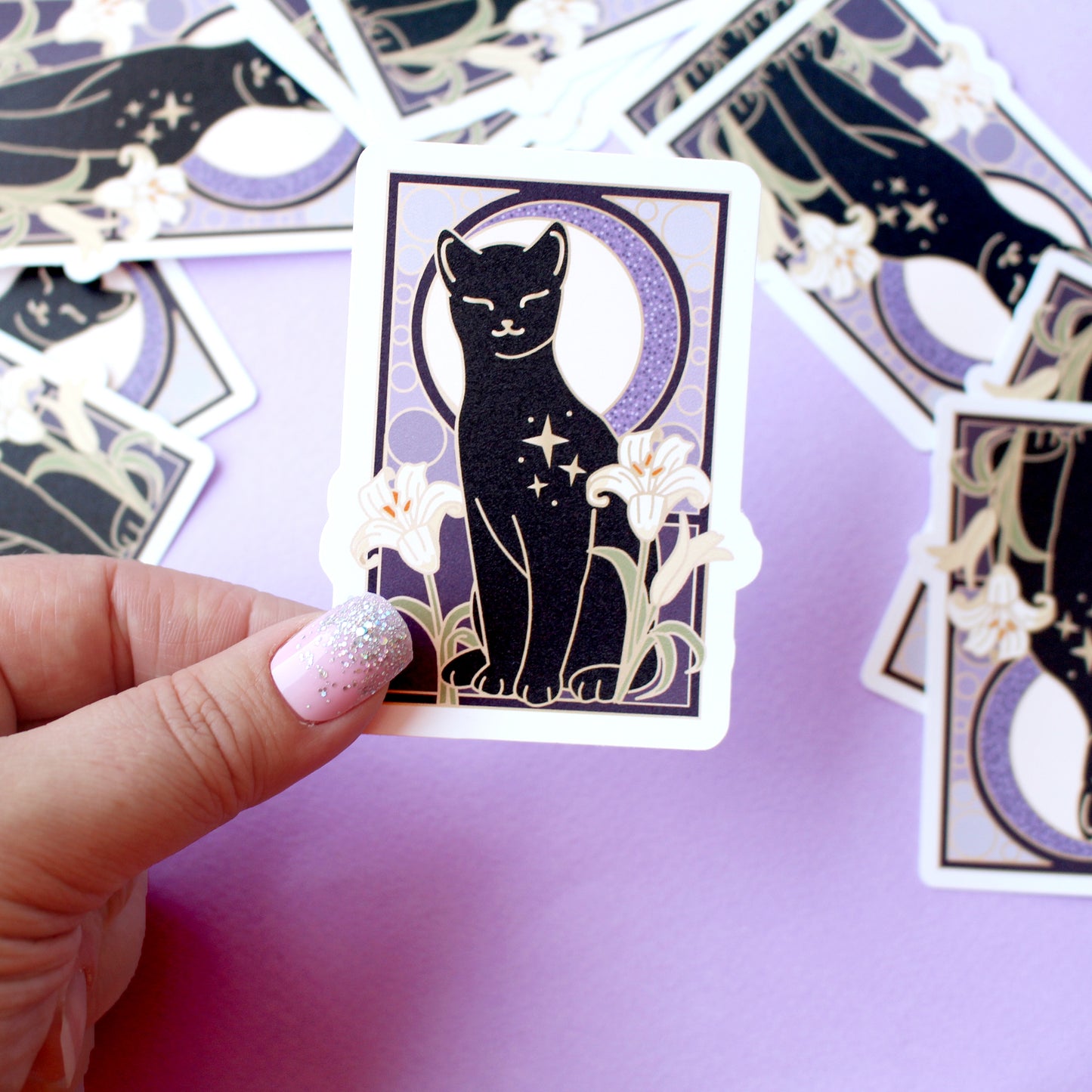 Art Nouveau Lily Cat Sticker