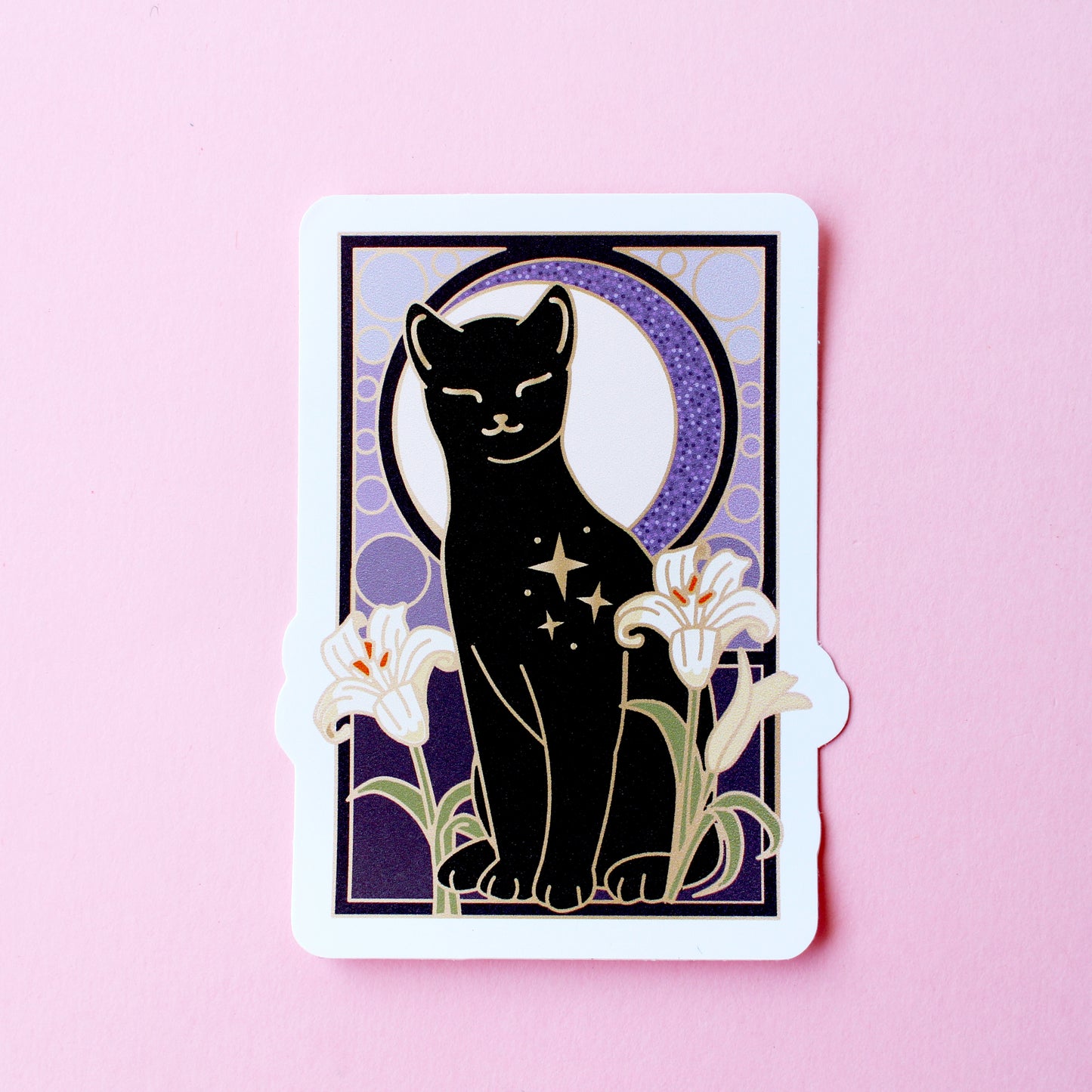 Art Nouveau Lily Cat Sticker