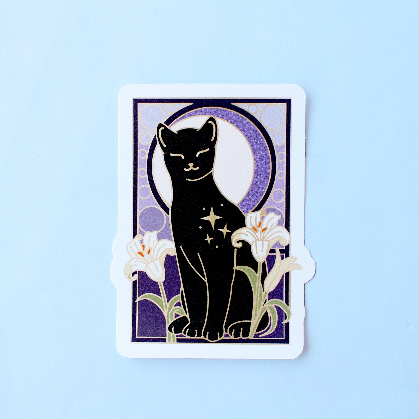 Art Nouveau Lily Cat Sticker