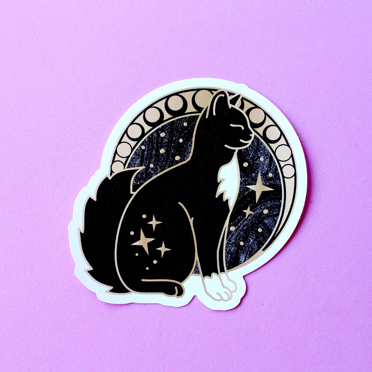 Art Nouveau Moon Cat Sticker