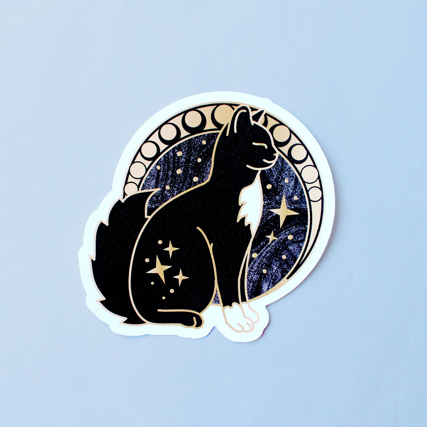 Art Nouveau Moon Cat Sticker