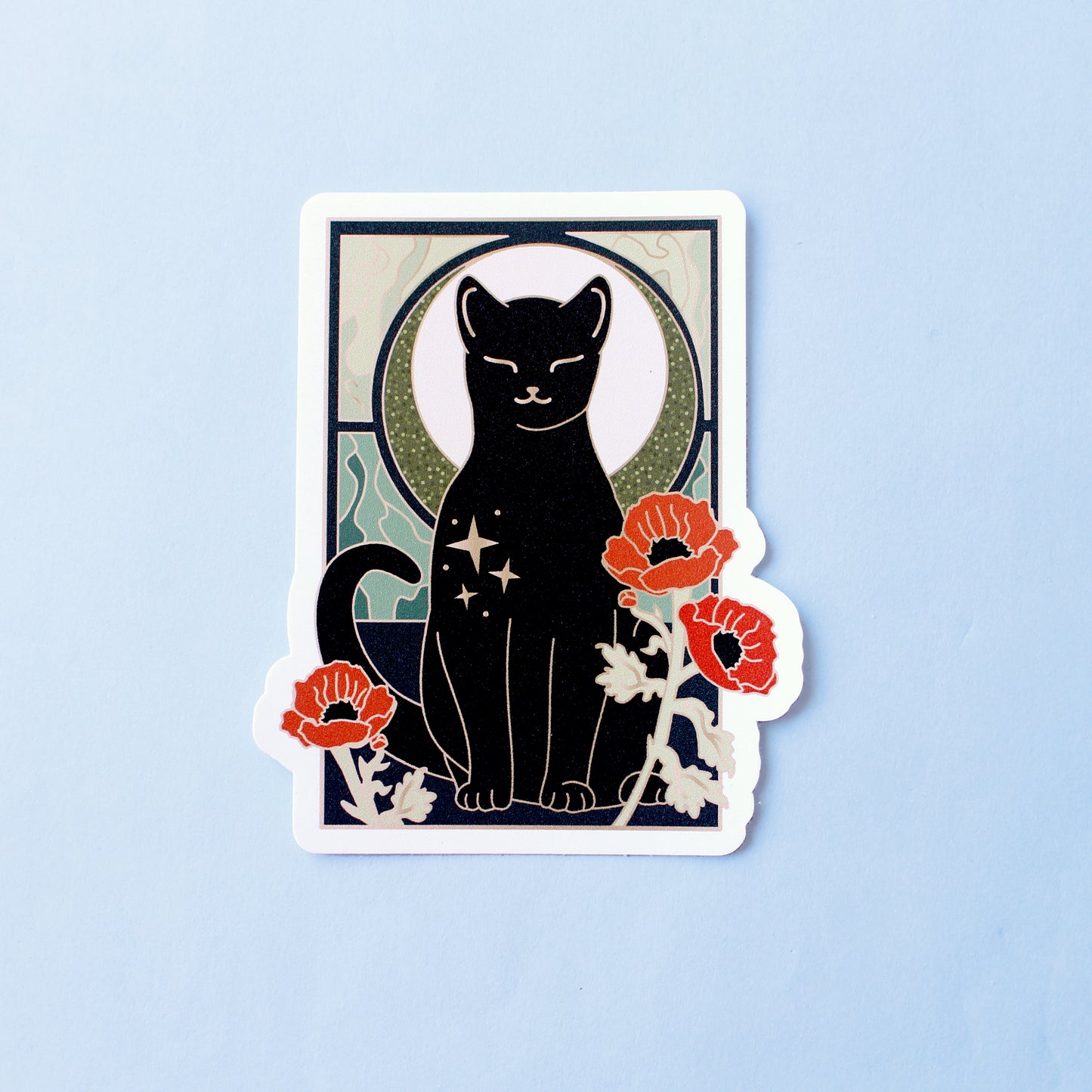 Art Nouveau Poppy Cat Sticker