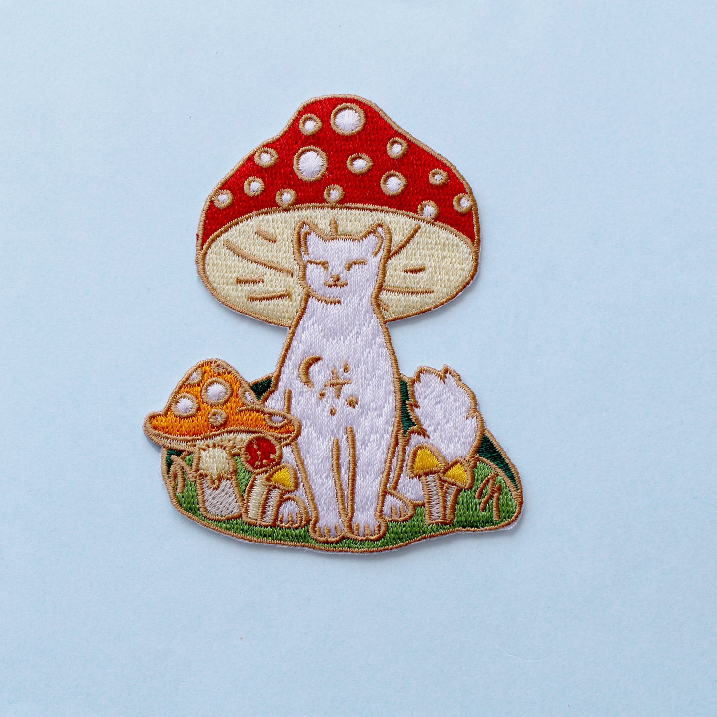 Mushroom Cat Iron-on Patch