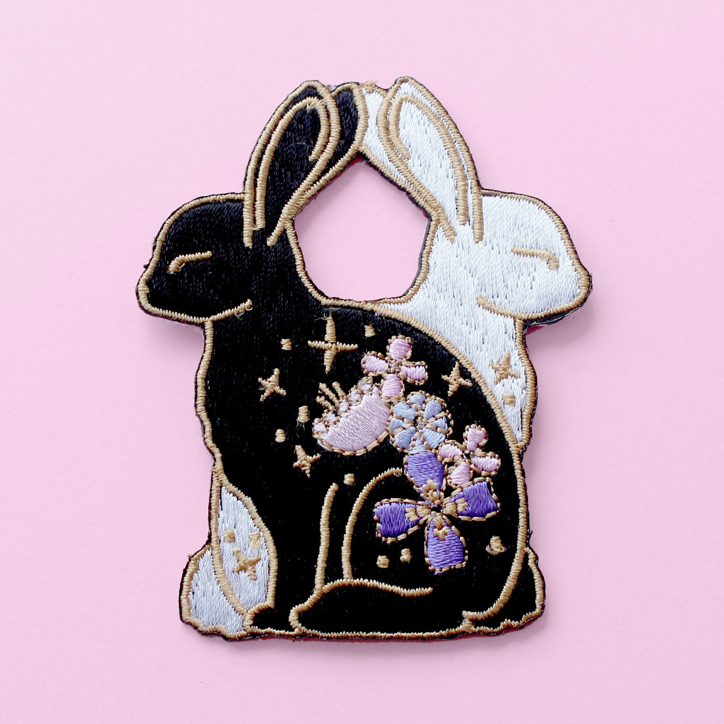 Floral Rabbits Embroidered Patch