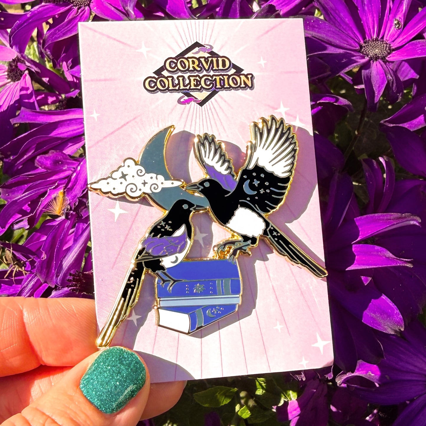 Literary Magpies Enamel Pin: 2 for Luck