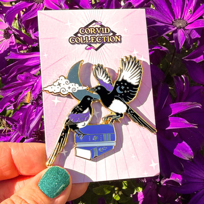 Literary Magpies Enamel Pin: 2 for Luck