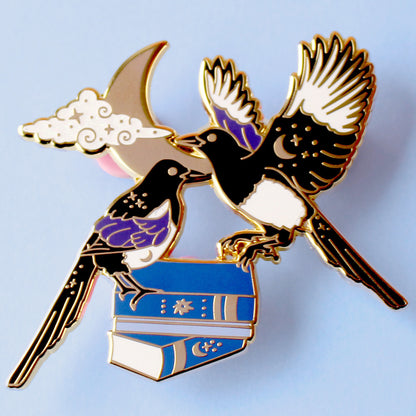 Literary Magpies Enamel Pin: 2 for Luck