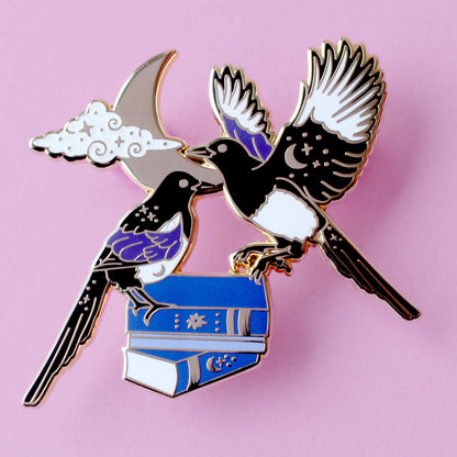 Literary Magpies Enamel Pin: 2 for Luck