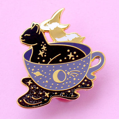 Galaxy Teacup Cat Enamel Pin