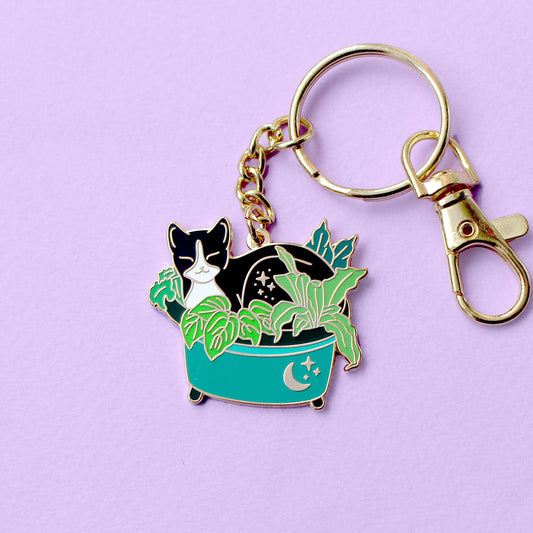 Plant Cat Key Chain