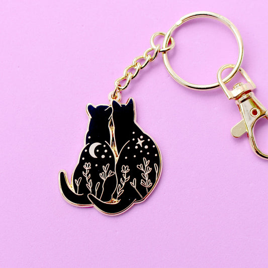 Stargazing Cats Key Chain