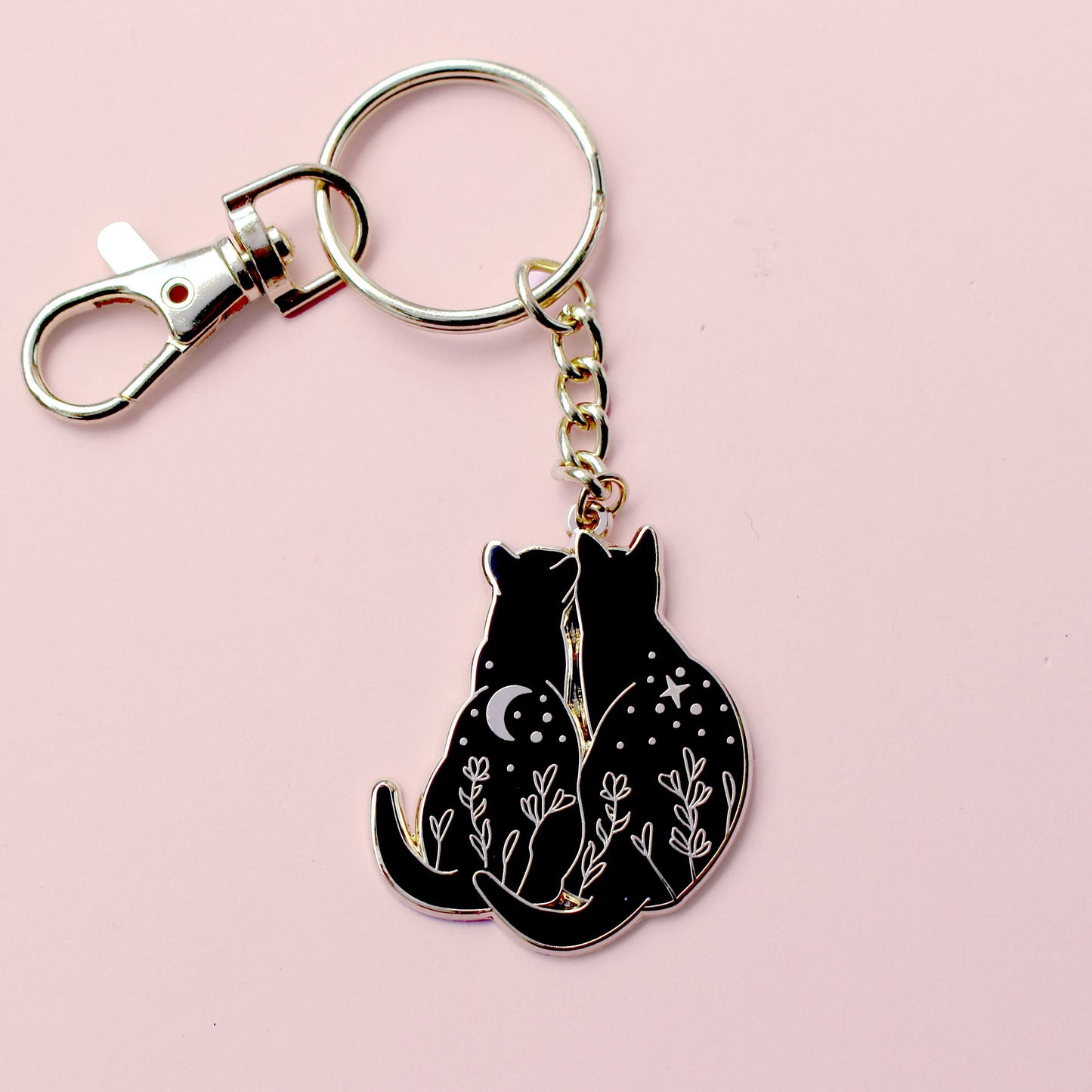 Stargazing Cats Key Chain