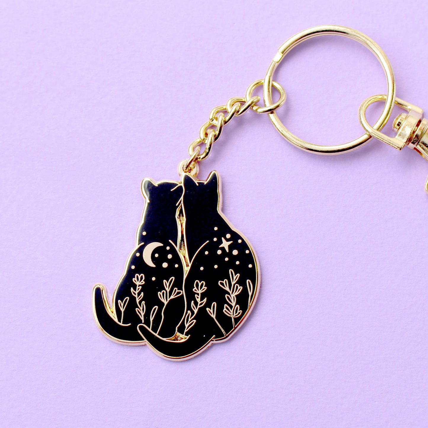 Stargazing Cats Key Chain