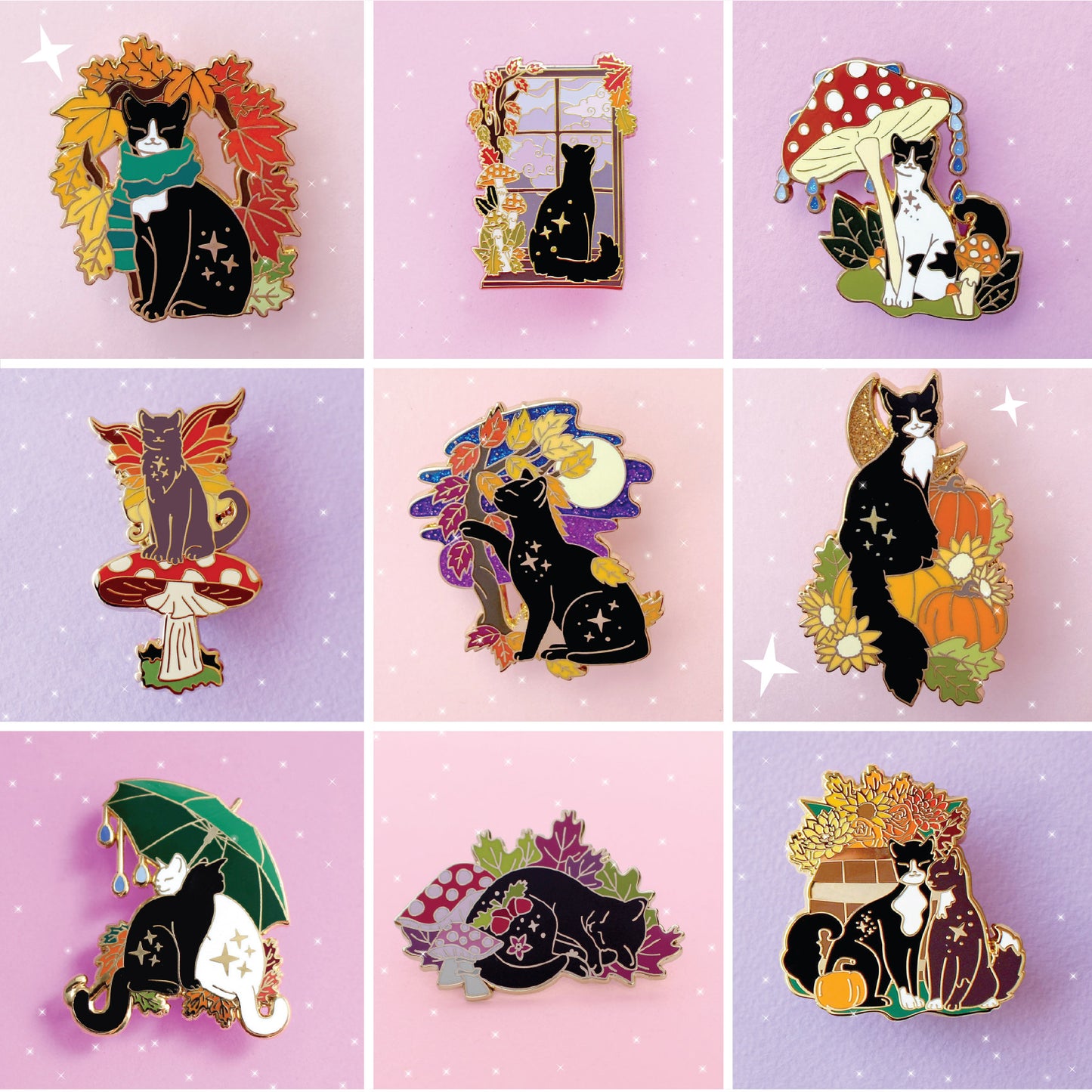 Leaf Arch Cat Enamel Pin – Autumn & Fall Collection