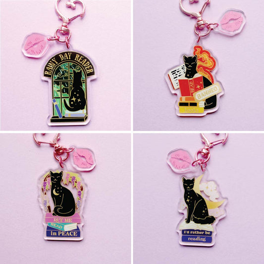 Book Cat Key Chains