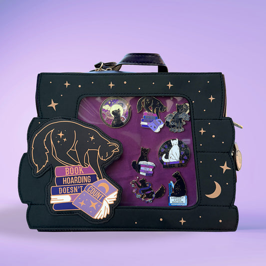Book Hoarding Doesn't Count Cat Vegan Leather ITA Bag