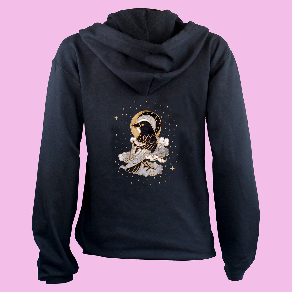 Cloud Crow Embroidered Zip-up Hoodie