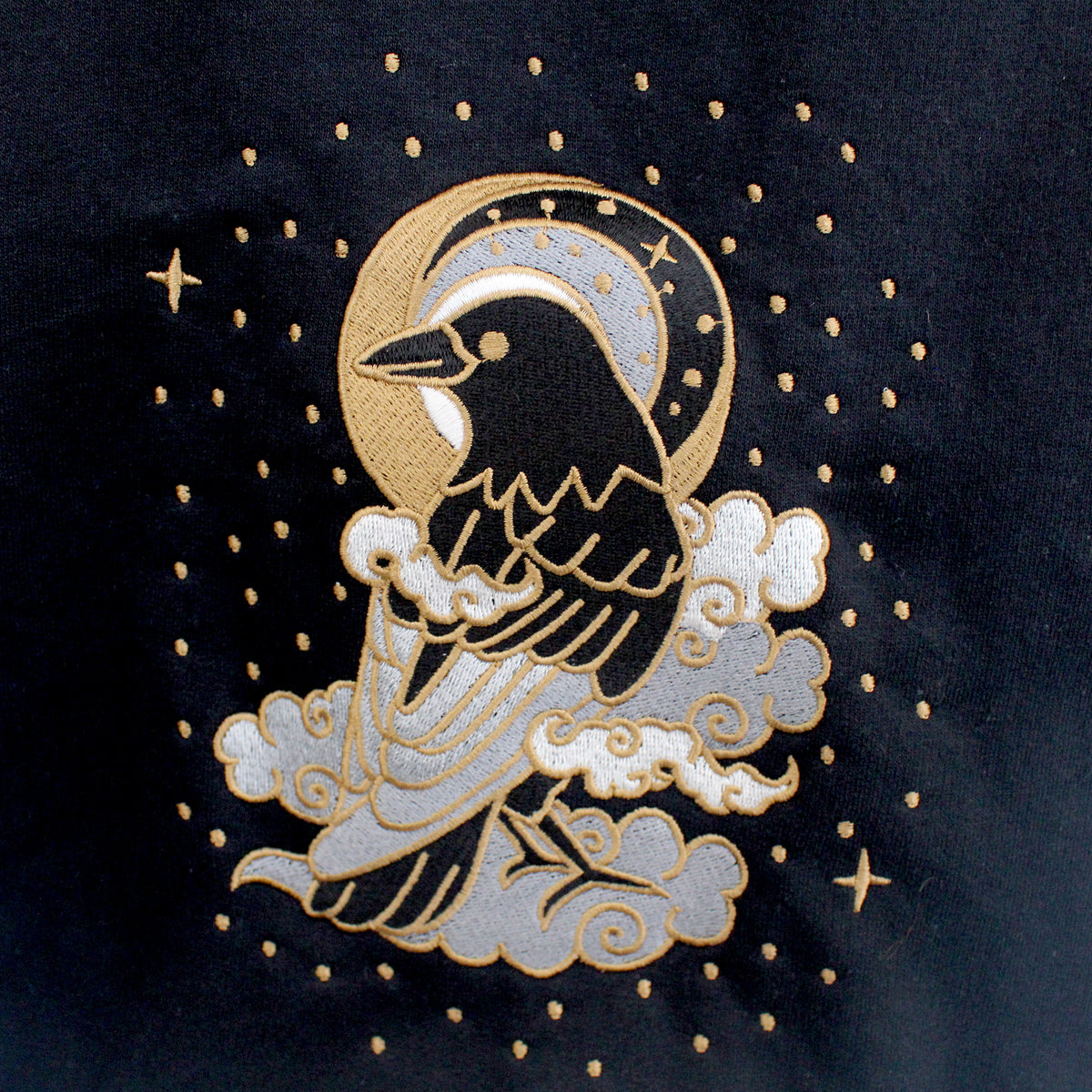 Cloud Crow Embroidered Zip-up Hoodie