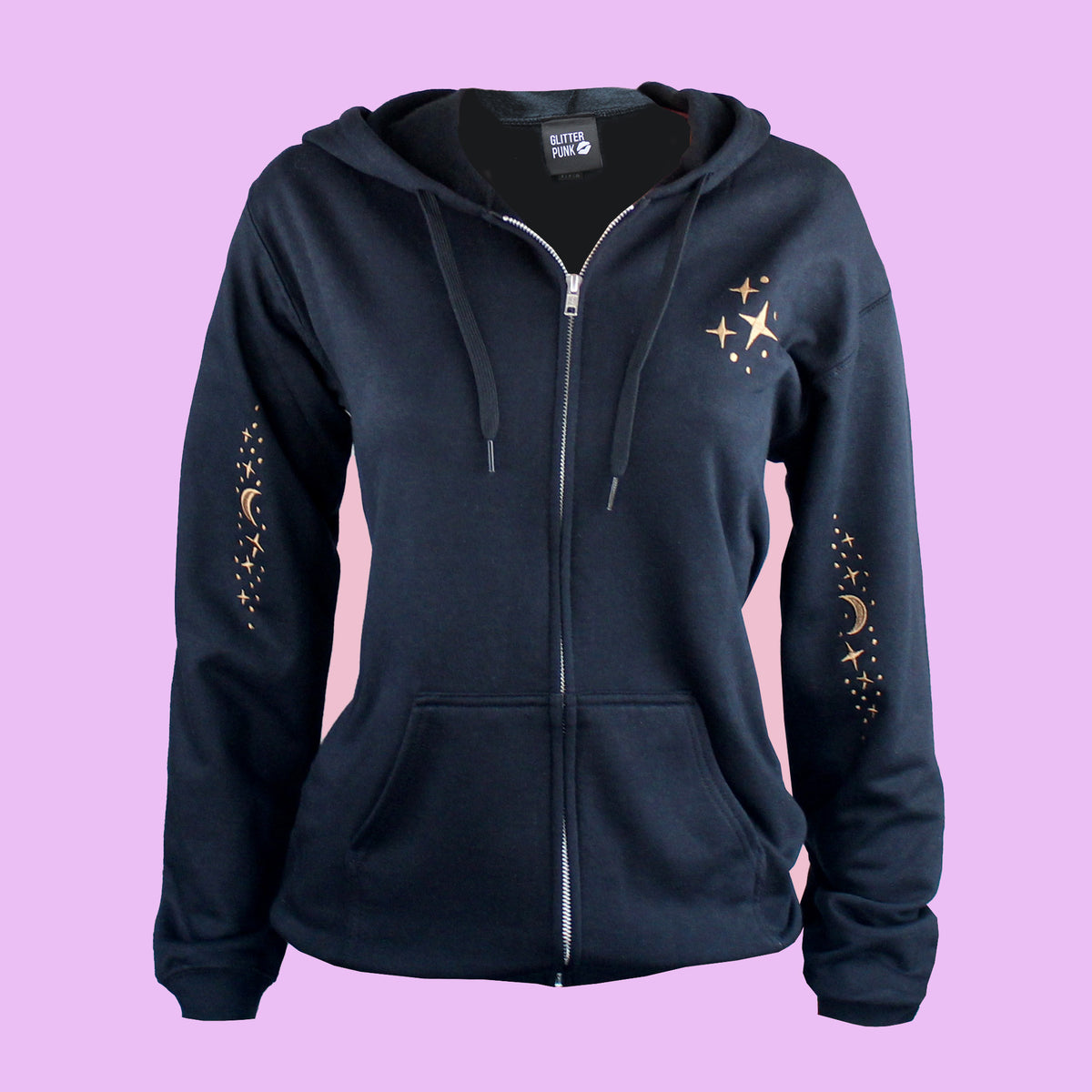 Cloud Crow Embroidered Zip-up Hoodie