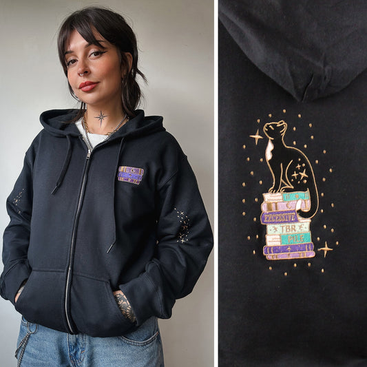 Excessive TBR Embroidered Zip-up Hoodie
