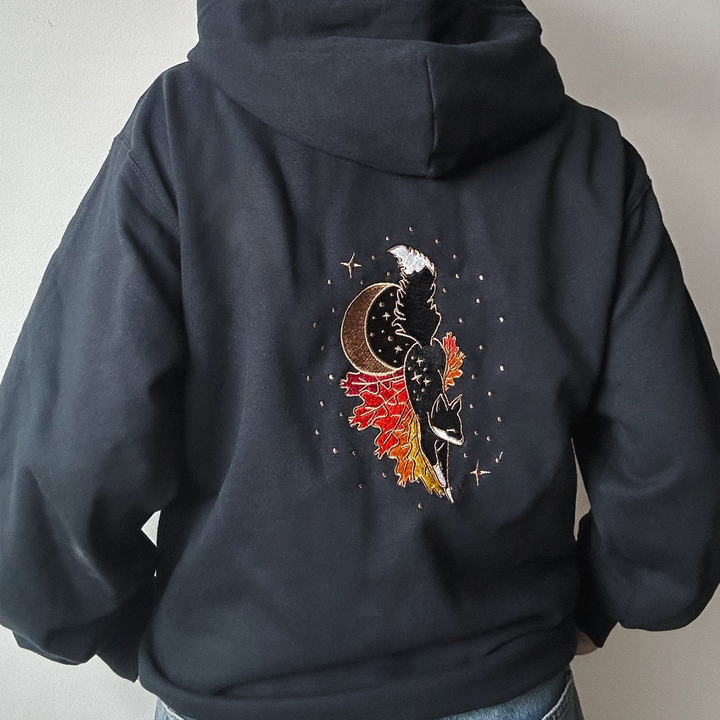 Fall Fox Embroidered Zip-up Hoodie