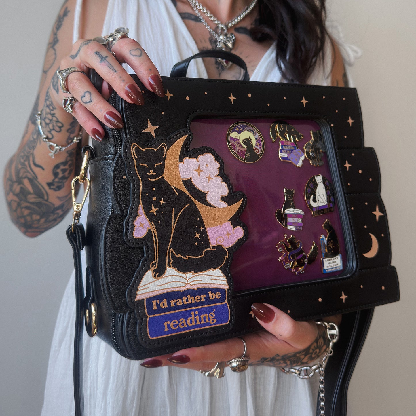 I’d Rather be Reading Cat Vegan Leather ITA Bag