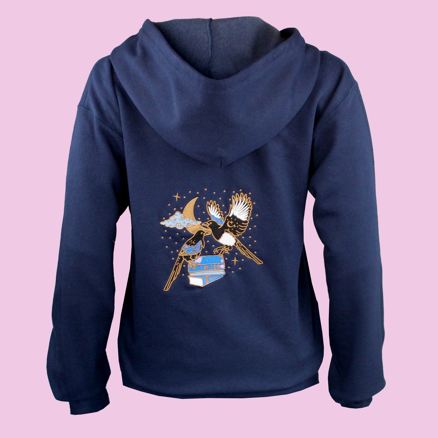 Literary Magpies Embroidered Zip-up Hoodie