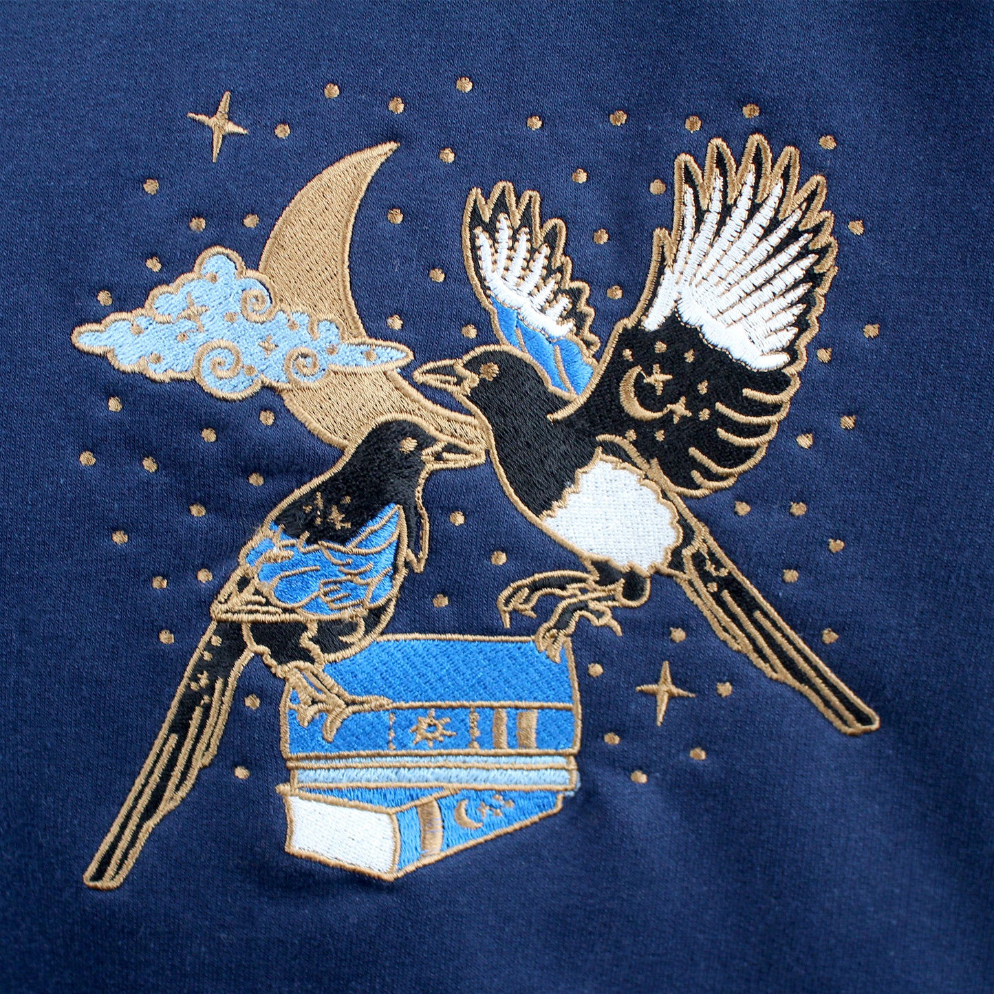 Literary Magpies Embroidered Zip-up Hoodie