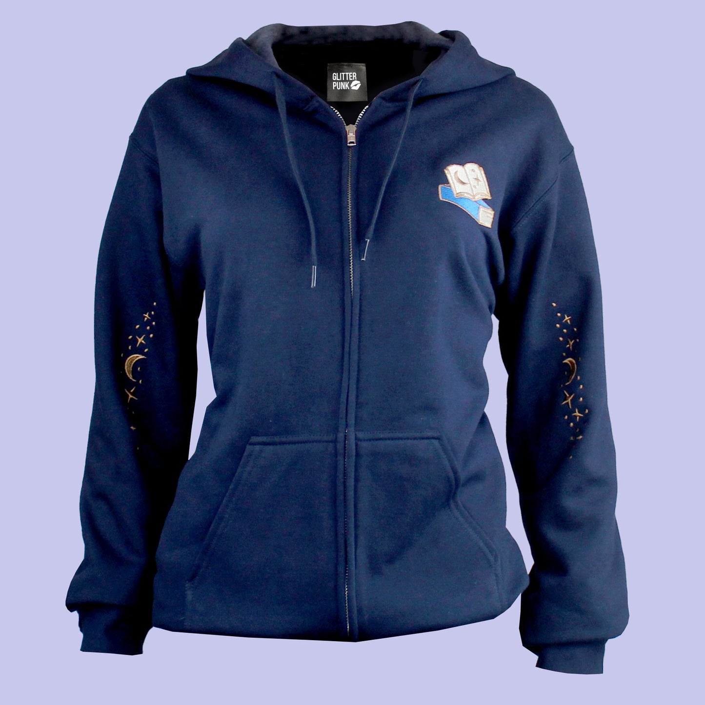 Literary Magpies Embroidered Zip-up Hoodie